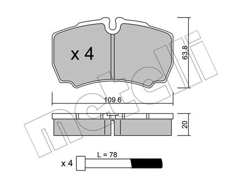 Bremsbelagsatz, Scheibenbremse Hinterachse Metelli 22-0604-0 von Metelli