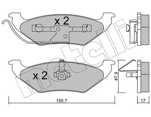 Bremsbelagsatz, Scheibenbremse Hinterachse Metelli 22-0624-0 von Metelli