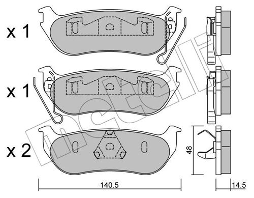 Bremsbelagsatz, Scheibenbremse Hinterachse Metelli 22-0627-0 von Metelli