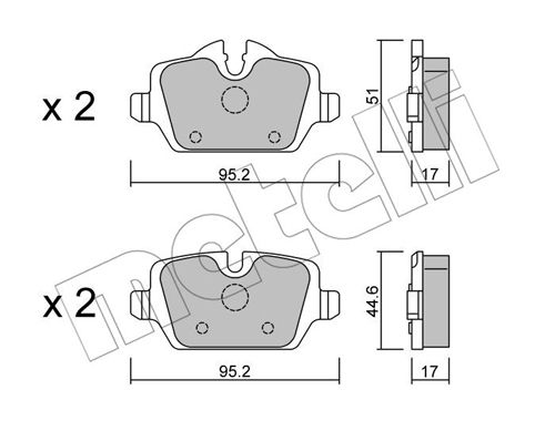 Bremsbelagsatz, Scheibenbremse Hinterachse Metelli 22-0641-0 von Metelli