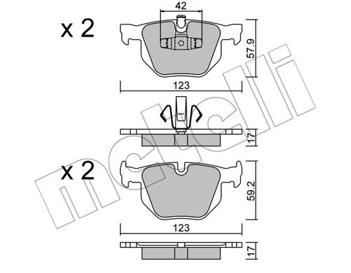 Bremsbelagsatz, Scheibenbremse Hinterachse Metelli 22-0643-0 von Metelli