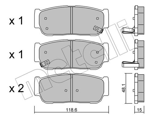 Bremsbelagsatz, Scheibenbremse Hinterachse Metelli 22-0727-0 von Metelli