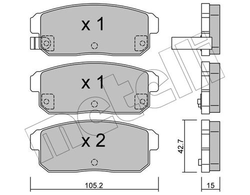 Bremsbelagsatz, Scheibenbremse Hinterachse Metelli 22-0733-0 von Metelli