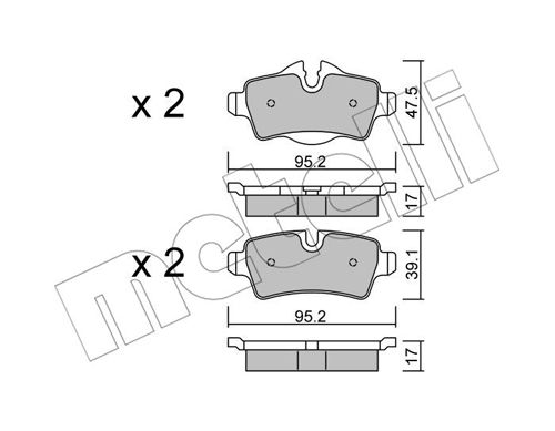 Bremsbelagsatz, Scheibenbremse Hinterachse Metelli 22-0769-0 von Metelli