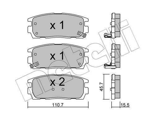 Bremsbelagsatz, Scheibenbremse Hinterachse Metelli 22-0779-0 von Metelli