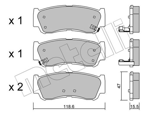 Bremsbelagsatz, Scheibenbremse Hinterachse Metelli 22-0788-0 von Metelli