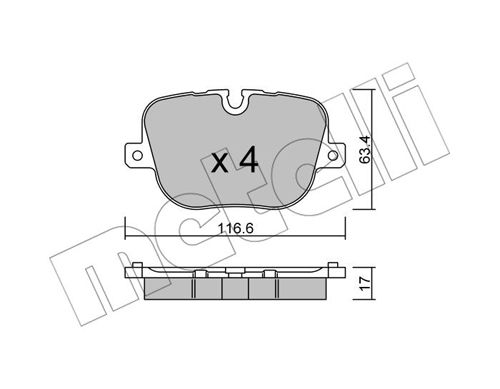 Bremsbelagsatz, Scheibenbremse Hinterachse Metelli 22-0837-0 von Metelli