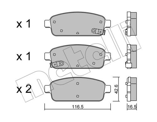 Bremsbelagsatz, Scheibenbremse Hinterachse Metelli 22-0840-0 von Metelli