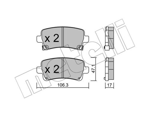 Bremsbelagsatz, Scheibenbremse Hinterachse Metelli 22-0844-0 von Metelli