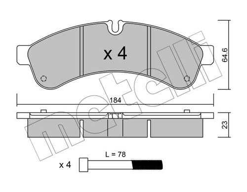 Bremsbelagsatz, Scheibenbremse Hinterachse Metelli 22-0851-0 von Metelli