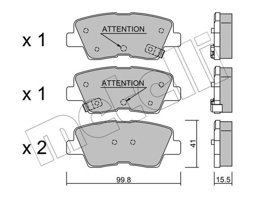 Bremsbelagsatz, Scheibenbremse Hinterachse Metelli 22-0886-1 von Metelli