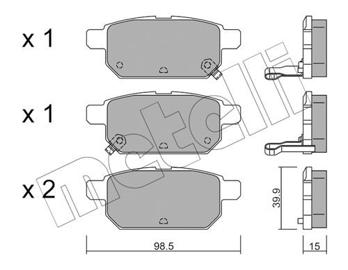 Bremsbelagsatz, Scheibenbremse Hinterachse Metelli 22-0915-0 von Metelli