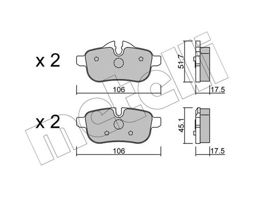 Bremsbelagsatz, Scheibenbremse Hinterachse Metelli 22-0919-0 von Metelli