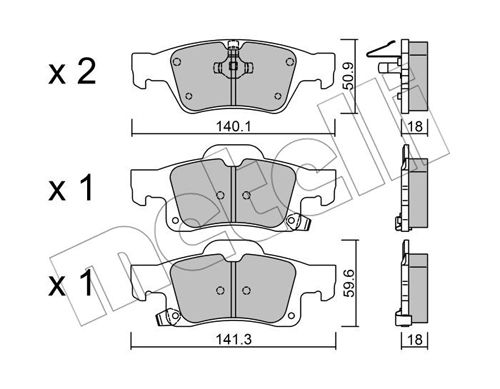 Bremsbelagsatz, Scheibenbremse Hinterachse Metelli 22-0928-0 von Metelli