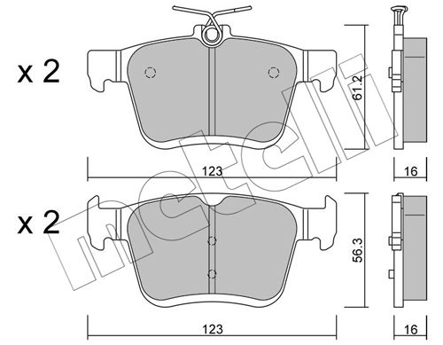 Bremsbelagsatz, Scheibenbremse Hinterachse Metelli 22-0951-0 von Metelli