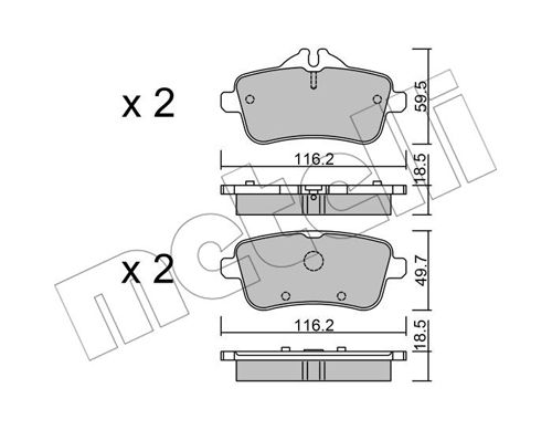 Bremsbelagsatz, Scheibenbremse Hinterachse Metelli 22-0968-0 von Metelli