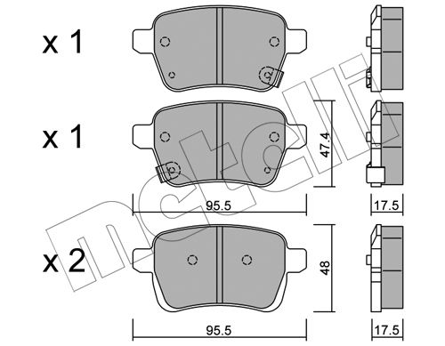 Bremsbelagsatz, Scheibenbremse Hinterachse Metelli 22-1012-0 von Metelli