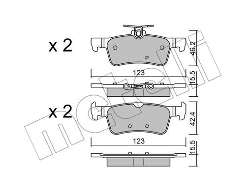 Bremsbelagsatz, Scheibenbremse Hinterachse Metelli 22-1042-0 von Metelli