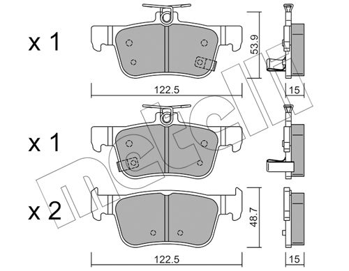 Bremsbelagsatz, Scheibenbremse Hinterachse Metelli 22-1131-0 von Metelli