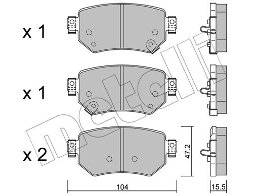 Bremsbelagsatz, Scheibenbremse Hinterachse Metelli 22-1159-0 von Metelli