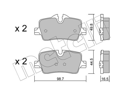 Bremsbelagsatz, Scheibenbremse Hinterachse Metelli 22-1264-0 von Metelli