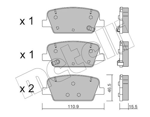 Bremsbelagsatz, Scheibenbremse Hinterachse Metelli 22-1283-0 von Metelli