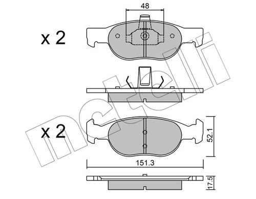 Bremsbelagsatz, Scheibenbremse Vorderachse Metelli 22-0079-2 von Metelli