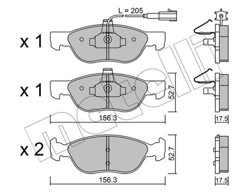 Bremsbelagsatz, Scheibenbremse Vorderachse Metelli 22-0082-0 von Metelli