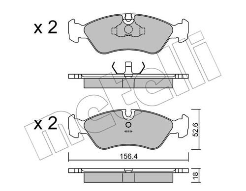 Bremsbelagsatz, Scheibenbremse Vorderachse Metelli 22-0117-0 von Metelli