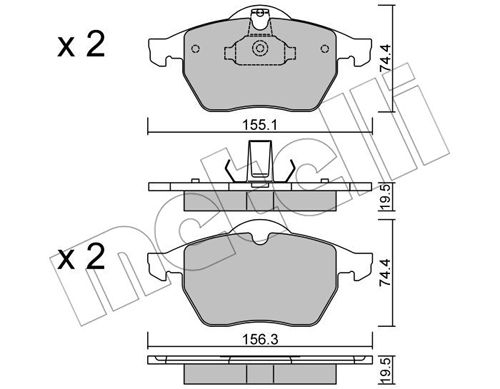 Bremsbelagsatz, Scheibenbremse Vorderachse Metelli 22-0118-0 von Metelli