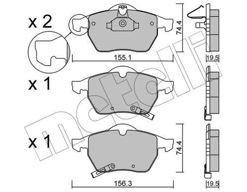 Bremsbelagsatz, Scheibenbremse Vorderachse Metelli 22-0118-1 von Metelli