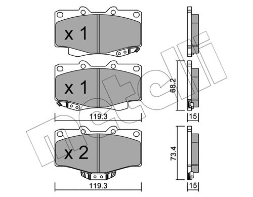 Bremsbelagsatz, Scheibenbremse Vorderachse Metelli 22-0129-0 von Metelli