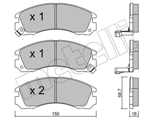 Bremsbelagsatz, Scheibenbremse Vorderachse Metelli 22-0134-0 von Metelli