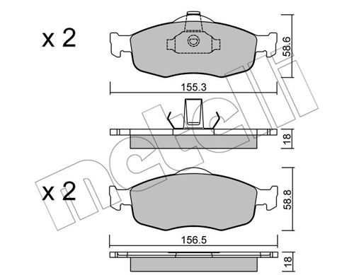 Bremsbelagsatz, Scheibenbremse Vorderachse Metelli 22-0146-0 von Metelli