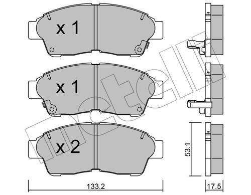 Bremsbelagsatz, Scheibenbremse Vorderachse Metelli 22-0149-0 von Metelli