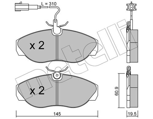 Bremsbelagsatz, Scheibenbremse Vorderachse Metelli 22-0154-1 von Metelli