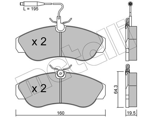 Bremsbelagsatz, Scheibenbremse Vorderachse Metelli 22-0155-0 von Metelli