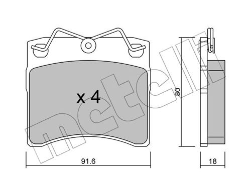 Bremsbelagsatz, Scheibenbremse Vorderachse Metelli 22-0163-0 von Metelli