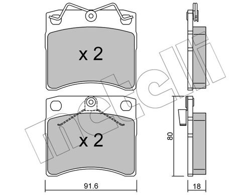 Bremsbelagsatz, Scheibenbremse Vorderachse Metelli 22-0163-1 von Metelli