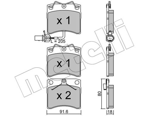 Bremsbelagsatz, Scheibenbremse Vorderachse Metelli 22-0163-2 von Metelli