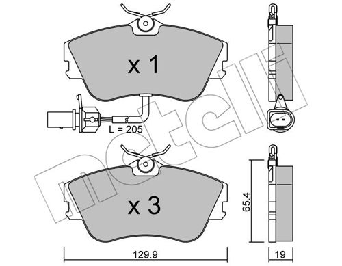 Bremsbelagsatz, Scheibenbremse Vorderachse Metelli 22-0164-1 von Metelli