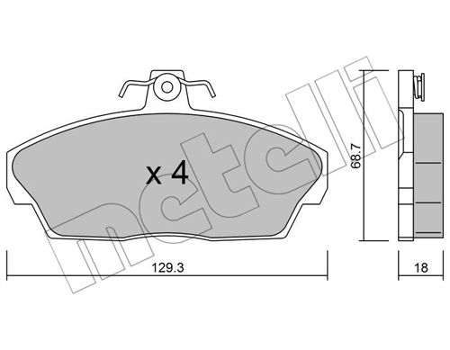 Bremsbelagsatz, Scheibenbremse Vorderachse Metelli 22-0174-1 von Metelli