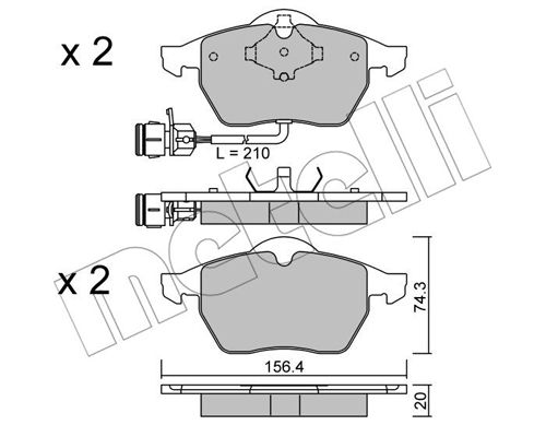 Bremsbelagsatz, Scheibenbremse Vorderachse Metelli 22-0181-0 von Metelli