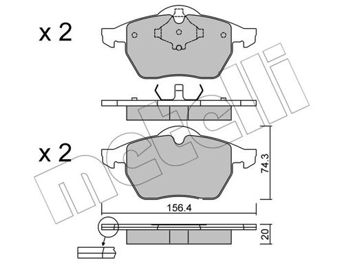 Bremsbelagsatz, Scheibenbremse Vorderachse Metelli 22-0181-2 von Metelli