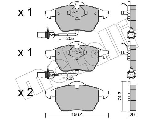 Bremsbelagsatz, Scheibenbremse Vorderachse Metelli 22-0181-3 von Metelli