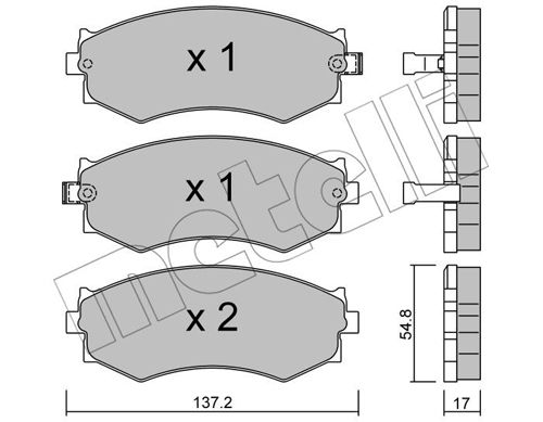 Bremsbelagsatz, Scheibenbremse Vorderachse Metelli 22-0190-1 von Metelli