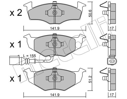 Bremsbelagsatz, Scheibenbremse Vorderachse Metelli 22-0206-3 von Metelli