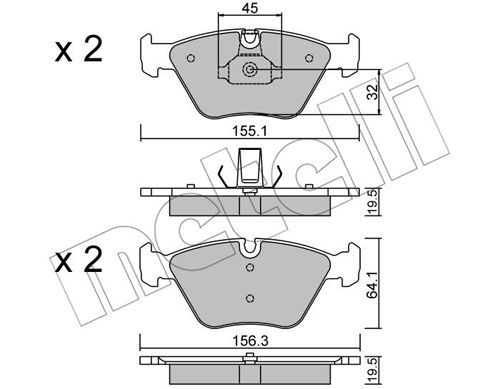 Bremsbelagsatz, Scheibenbremse Vorderachse Metelli 22-0207-3 von Metelli