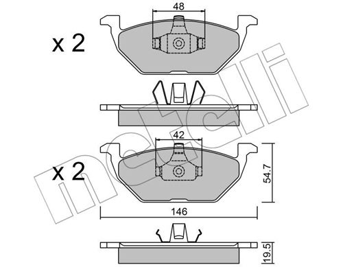 Bremsbelagsatz, Scheibenbremse Vorderachse Metelli 22-0211-1 von Metelli