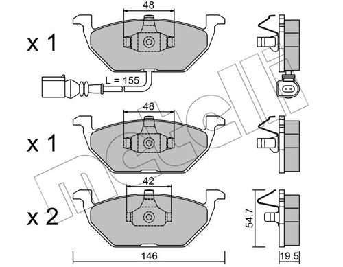 Bremsbelagsatz, Scheibenbremse Vorderachse Metelli 22-0211-2 von Metelli